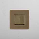 Elegant Dual-Position Rocker Switch in Antique Brass White for Seamless Operation on White Background