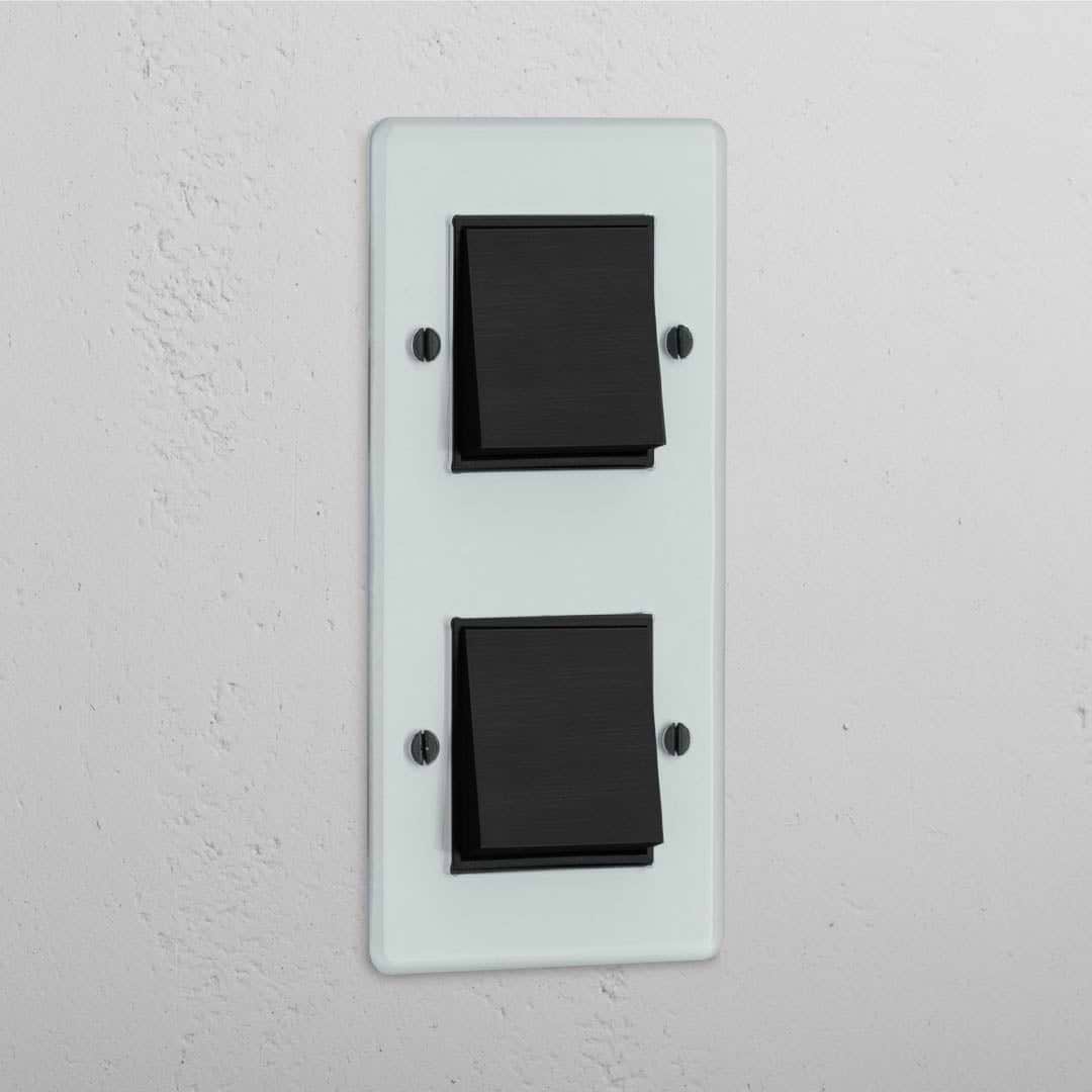 Vertical Double Rocker Switch in Clear Bronze Black - Functional Light Control Accessory