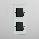 Vertical Double Rocker Switch in Clear Bronze Black - Functional Light Control Accessory