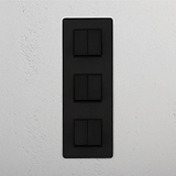 High-Capacity Bronze Black Triple Vertical Rocker Switch - Advanced Light Control Accessory on White Background