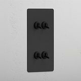 Double Vertical Toggle Switch in Bronze with 4 Levers - Sleek Design