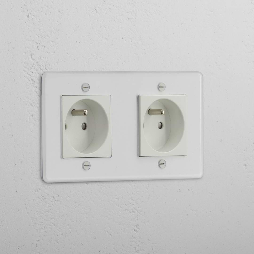 Double French Power Module in Clear White - Reliable Power Management Accessory