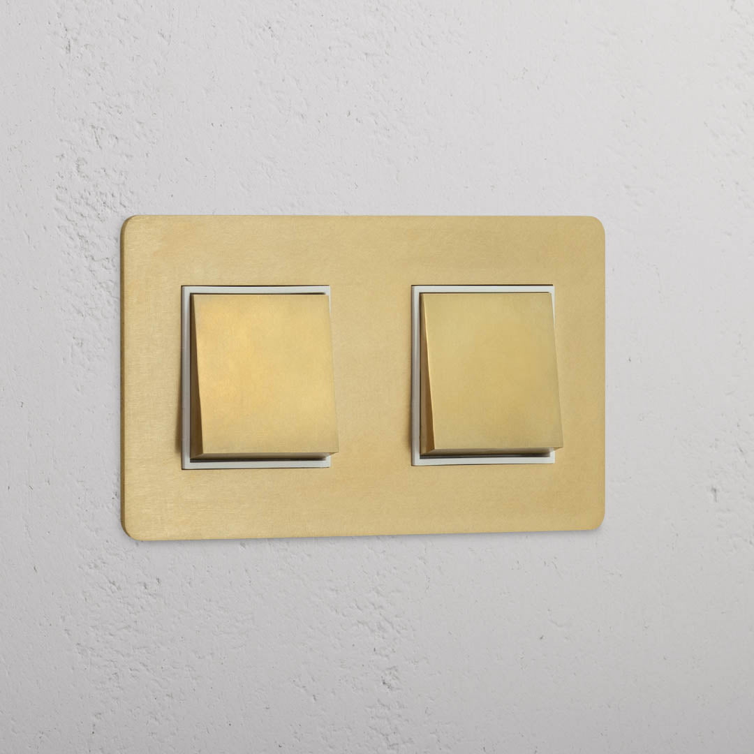 Double Rocker Switch in Antique Brass White with 2 Positions - Stylish Detail