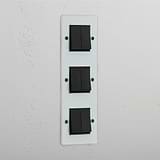 Vertical Six-Position Triple Rocker Switch in Clear Bronze Black - Advanced Lighting Control Solution