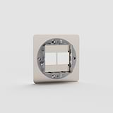Double Keystone Single Switch Plate in Polished Nickel EU - Minimalist Dual Keystone Light Switch Cover on White Background