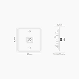 Prise TV (Plaque Simple) - Transparent (Insert Noir)