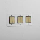 Triple Rocker Switch in Clear Antique Brass Black with 6 Positions - Comprehensive Light Control Tool