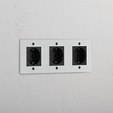 Triple Schuko Module in Clear Black - Reliable Power Connection Accessory