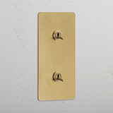 Vertical Toggle Switch with Double Levers in Antique Brass