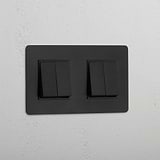 Elegant Double Rocker Switch in Bronze Black with 4 Positions - Seamless Operation