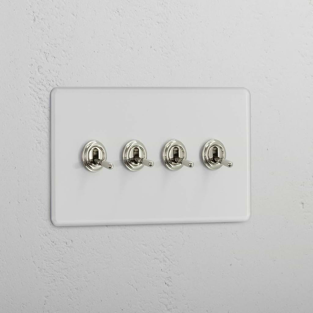Four-Levers Double Toggle Switch in Clear Polished Nickel - Advanced Light Control Solution