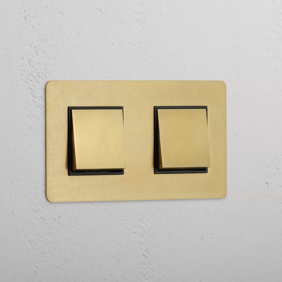 Interruptor basculante de duas vias duplo - Latão Antigo Preto para interiores modernos