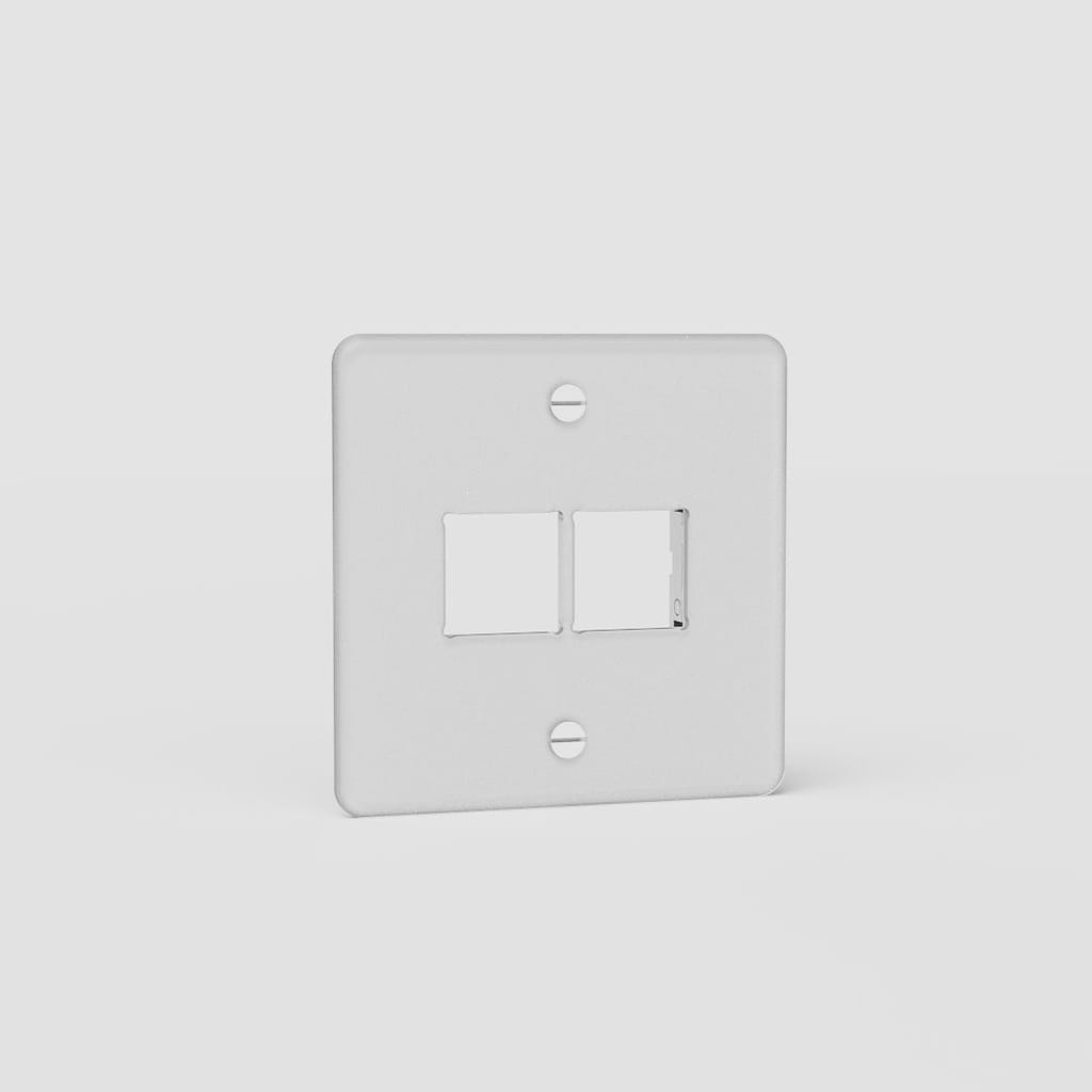 Espelho de interruptor individual keystone duplo em Transparente Branco - Contemporâneo artigo decorativo do lar europeu