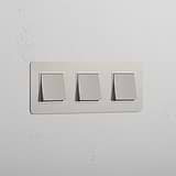 Interruptor de controlo de luz de alta capacidade: Interruptor basculante 3x triplo em Níquel Polido Branco