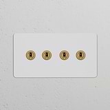 Interruptor articulado de quatro vias duplo – Latão Antigo Pintável 