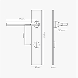 Puxador de porta Clayton com espelho comprido (com mola) e trinco rotativo – Níquel Polido
