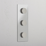 Interruptor regulador triplo vertical em Níquel Polido Transparente - Sistema de controlo de luz superior
