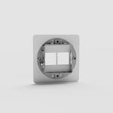 Espelho de interruptor keystone individual de duas funções em Transparente Preto em controlo de luz otimizado - em fundo branco