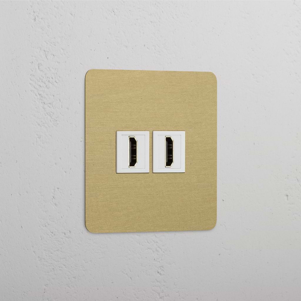 Módulo HDMI individual com portas duplas Latão Antigo Branco - alta qualidade