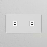Módulo USB 30 W de duas vias duplo – Pintável Branco