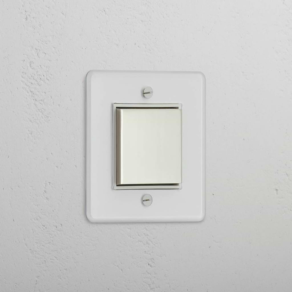 Interruptor basculante individual central em Níquel Polido Transparente Branco - Solução de iluminação eficiente