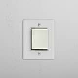 Interruptor basculante individual central em Níquel Polido Transparente Branco - Solução de iluminação eficiente