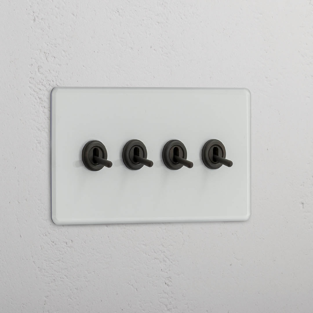 Interruptor articulado duplo de quatro botões em Bronze Transparente - Acessório de controlo avançado de luz