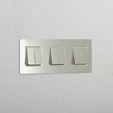 Interruptor de controlo de luz de supercapacidade: Interruptor basculante 6x triplo em Níquel Polido Branco