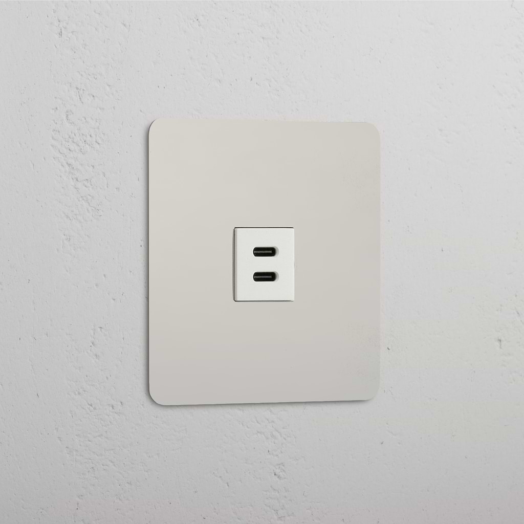 Tomada de carregamento de alta velocidade: Módulo USB 30W individual em Níquel Polido Branco