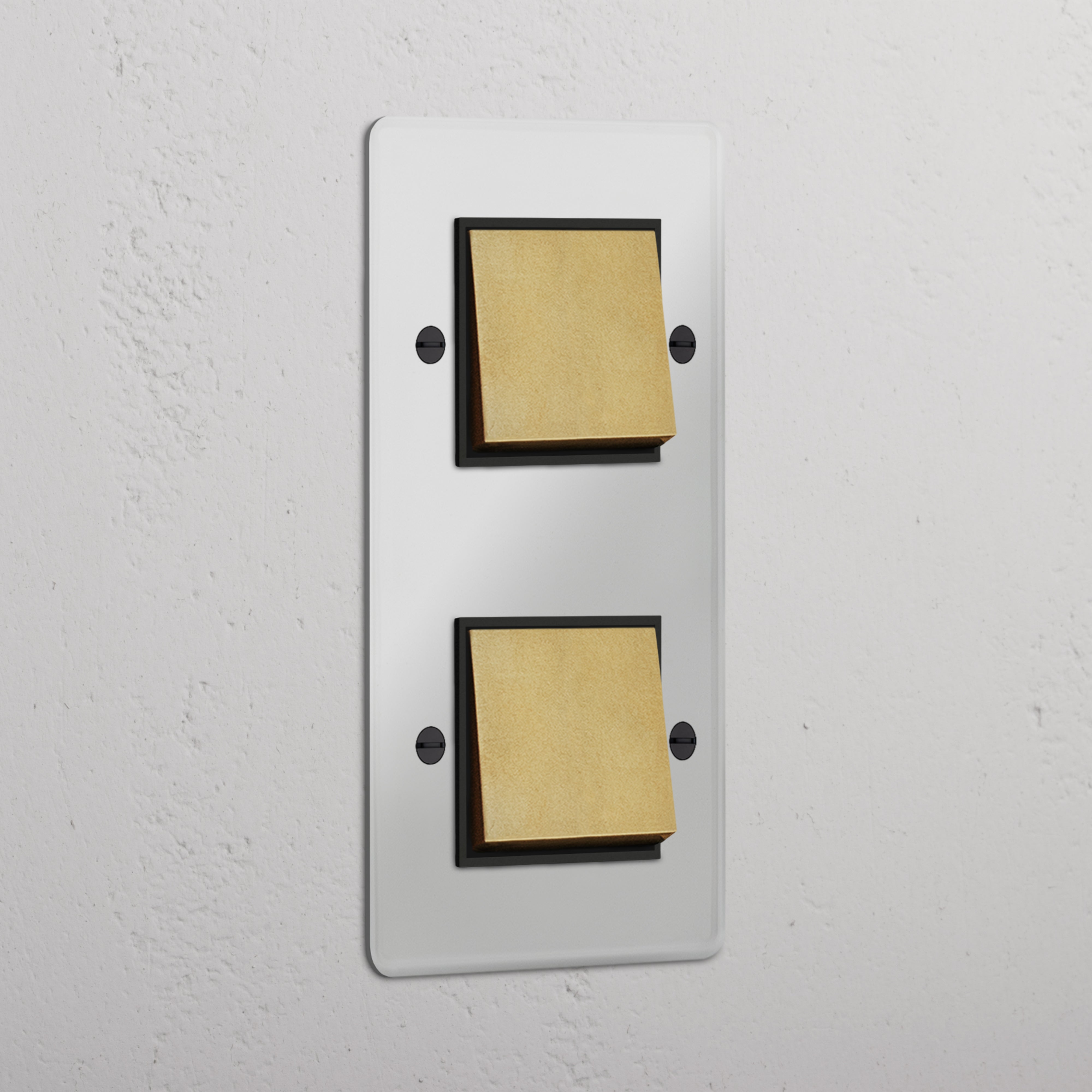 Eficiente interruptor basculante vertical duplo Latão Antigo Preto Transparente - Ferramenta de gestão de luz intuitiva