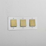 Interruptor basculante triplo em Latão Antigo Branco Transparente - Avançado sistema de controlo de luz