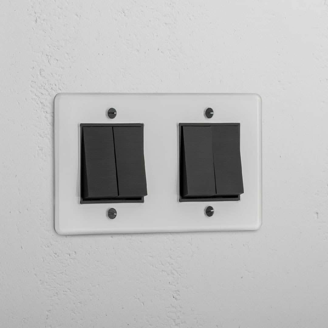 Interruptor basculante duplo de quatro posições em Bronze Transparente Preto - Sistema de controlo de luz eficiente