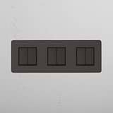Interruptor basculante triplo Bronze Preto com 6 posições - Ferramenta abrangente de controlo de luz em fundo branco