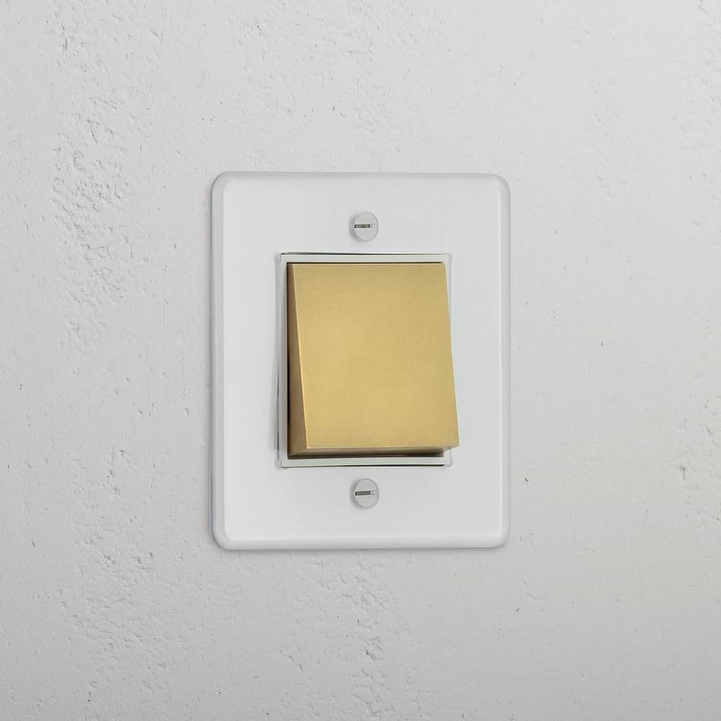 Interruptor basculante individual em Latão Antigo Branco Transparente - Acessório de operação de luz contínuo