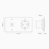 Módulo USB 30 W e Schuko duplo redondo – Transparente Branco