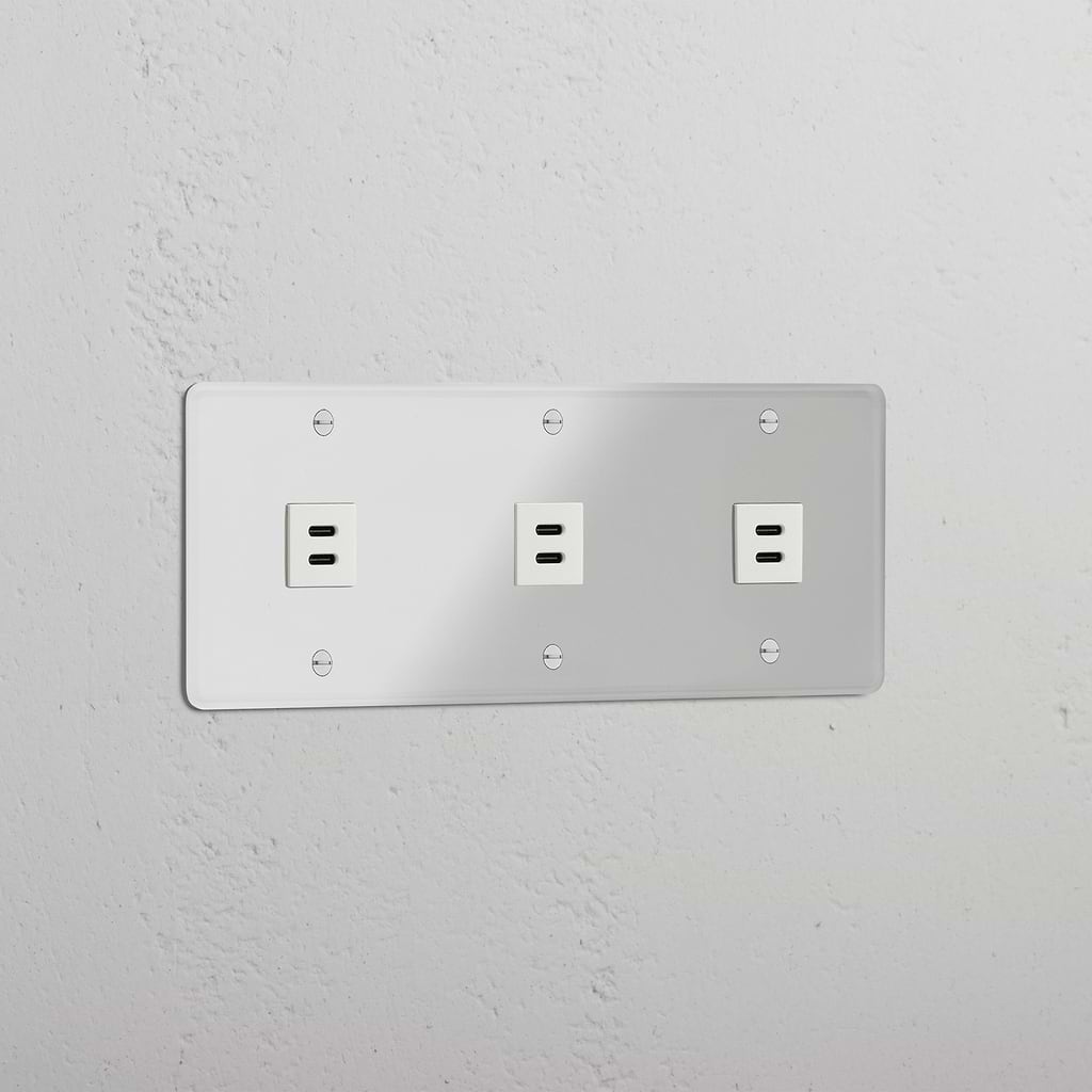 Carregamento de alta velocidade com módulo USB triplo Transparente Branco - Potente ferramenta de carregamento