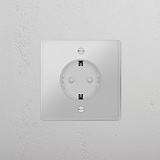 Módulo Schuko individual redondo – Transparente Branco