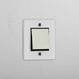 Interruptor basculante individual inversor em Níquel Polido Transparente Preto - Ferramenta de controlo de iluminação versátil