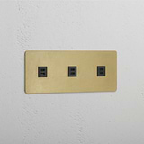 Módulo USB triplo com três portas em Latão Antigo Preto