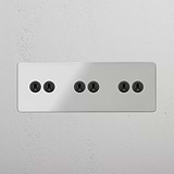 Funcional interruptor articulado triplo de seis posições em Bronze Transparente para comutação de luz em fundo branco