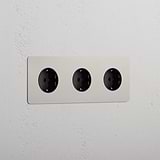 Triple 3x Schuko Module - Polished Nickel Black