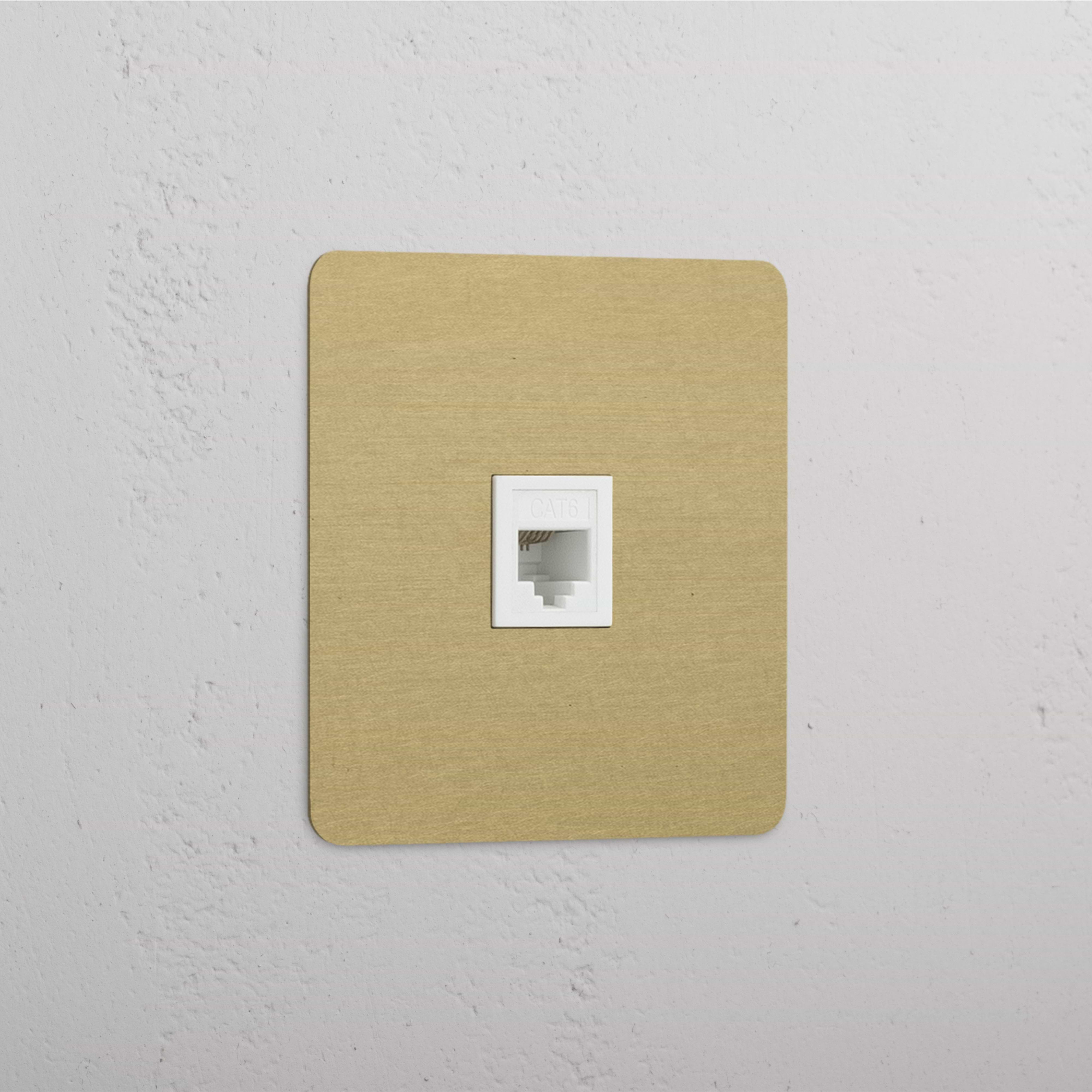 Módulo RJ45 individual em Latão Antigo Branco - ligação de rede fiável