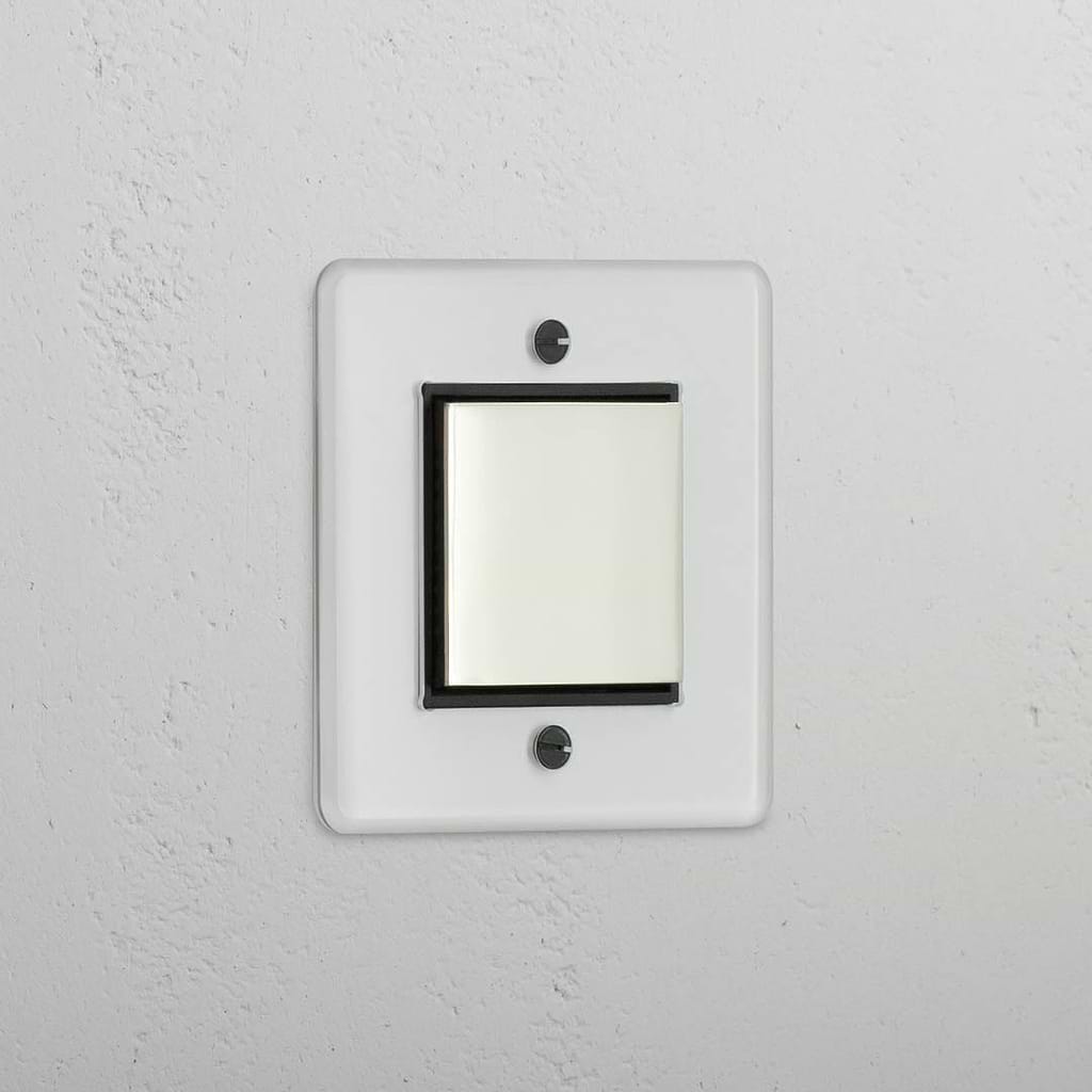 Interruptor basculante individual central em Níquel Polido Transparente Preto - Acessório de gestão de Iluminação eficiente