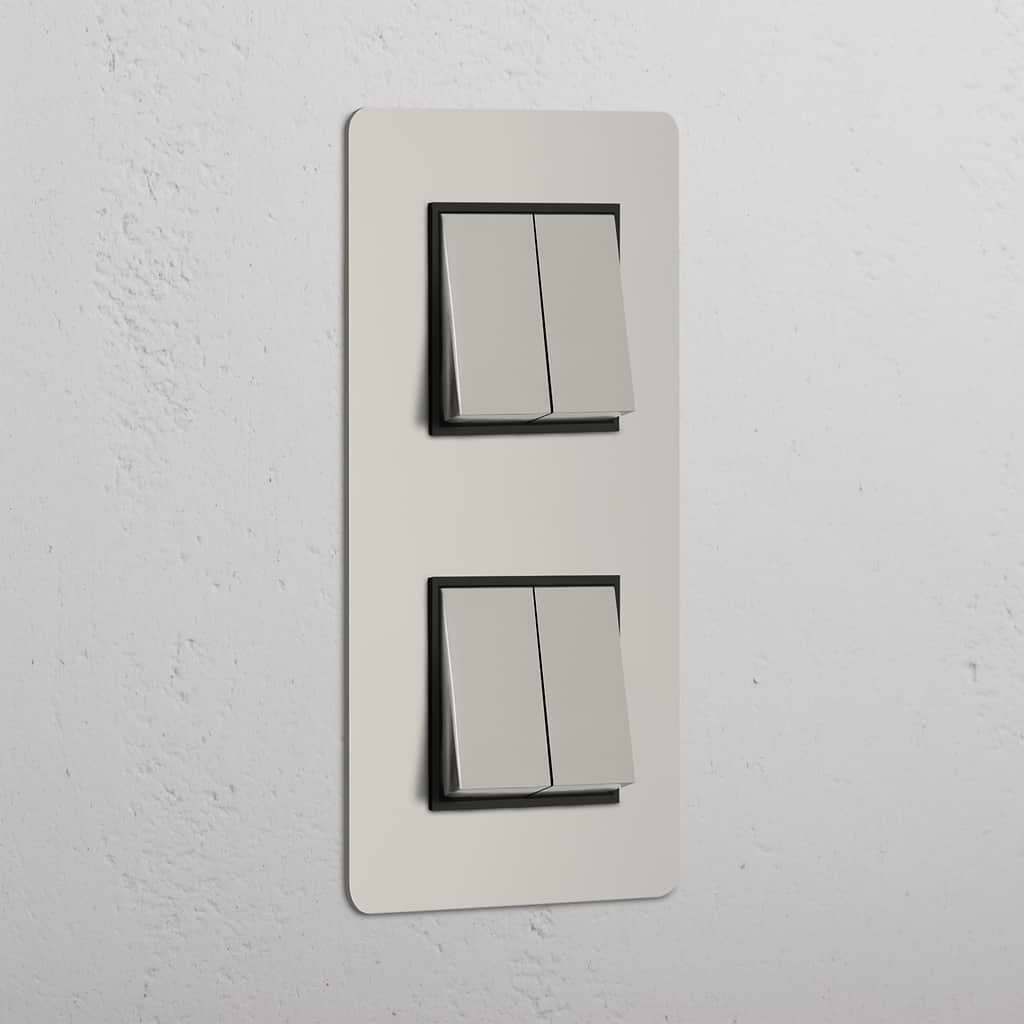 Interruptor de controlo de luz vertical de alta capacidade: Interruptor basculante vertical 4x duplo Níquel Polido Preto