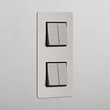Interruptor de controlo de luz vertical de alta capacidade: Interruptor basculante vertical 4x duplo Níquel Polido Preto