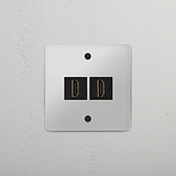 Fiável módulo HDMI de porta dupla em Transparente Preto - Solução de conetividade multimédia em fundo branco