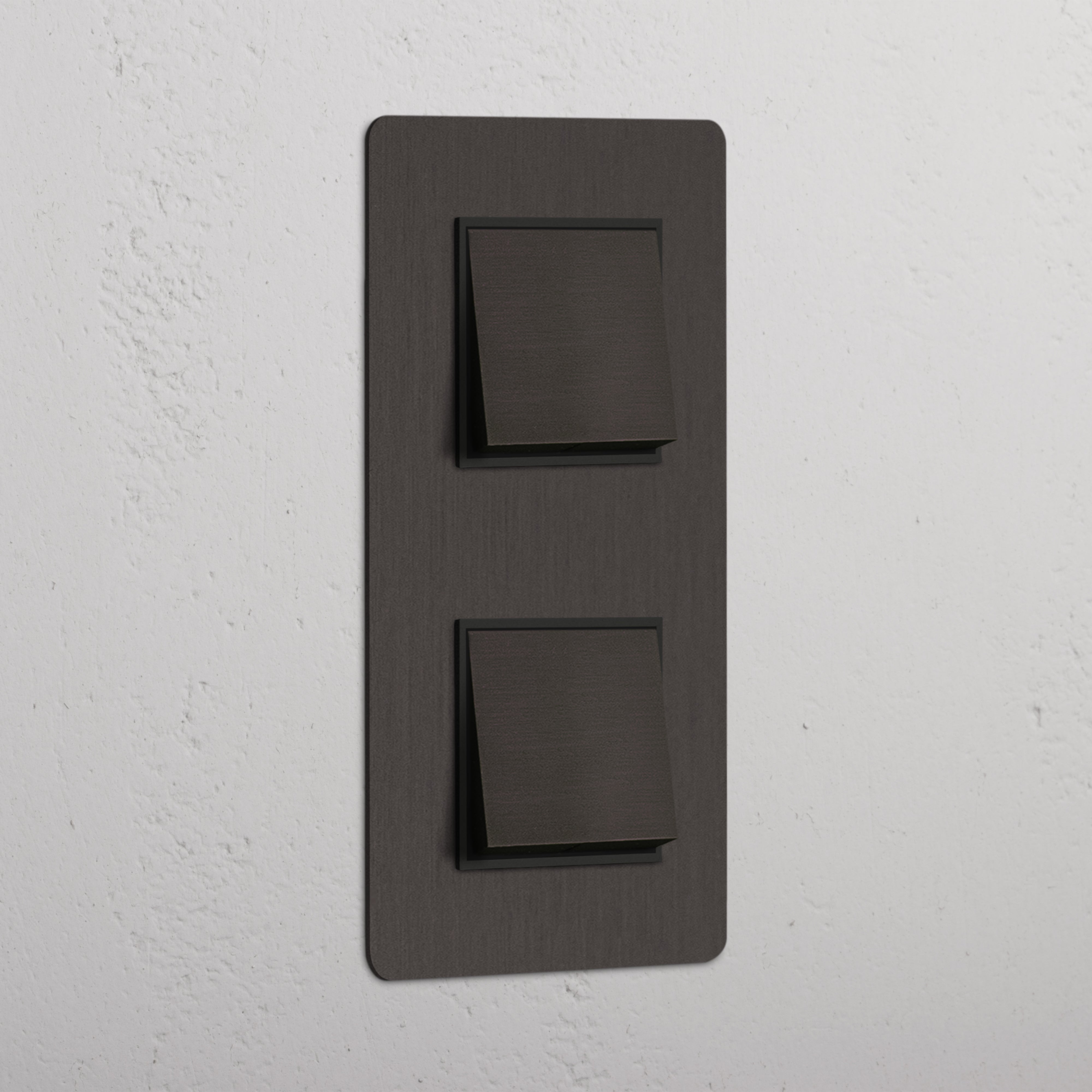 Eficiente interruptor basculante duplo vertical em Bronze Preto com 2 posições - acessório doméstico moderno