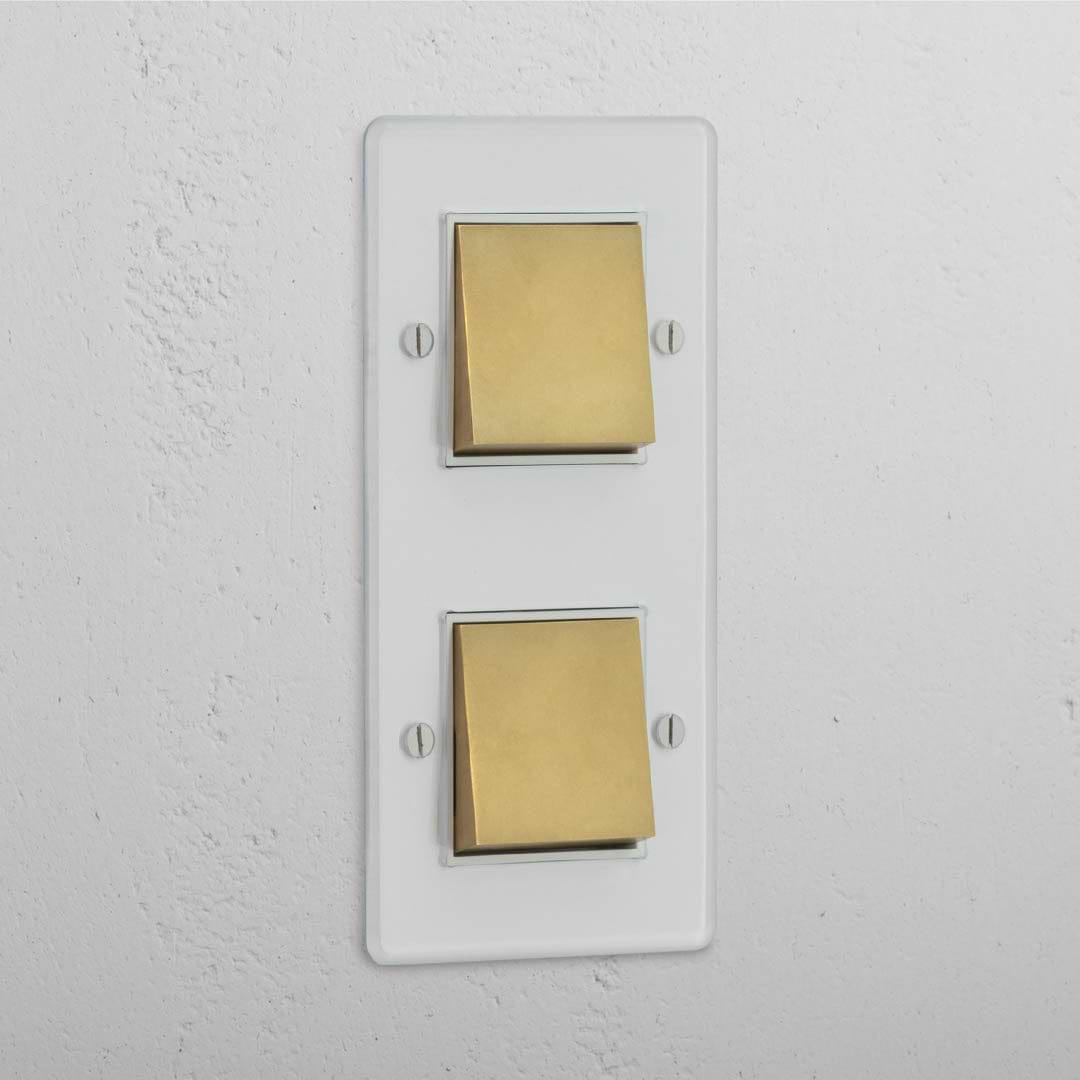 Interruptor basculante duplo vertical em Latão Antigo Branco Transparente com 2 posições - Conveniente ferramenta de controlo de luz