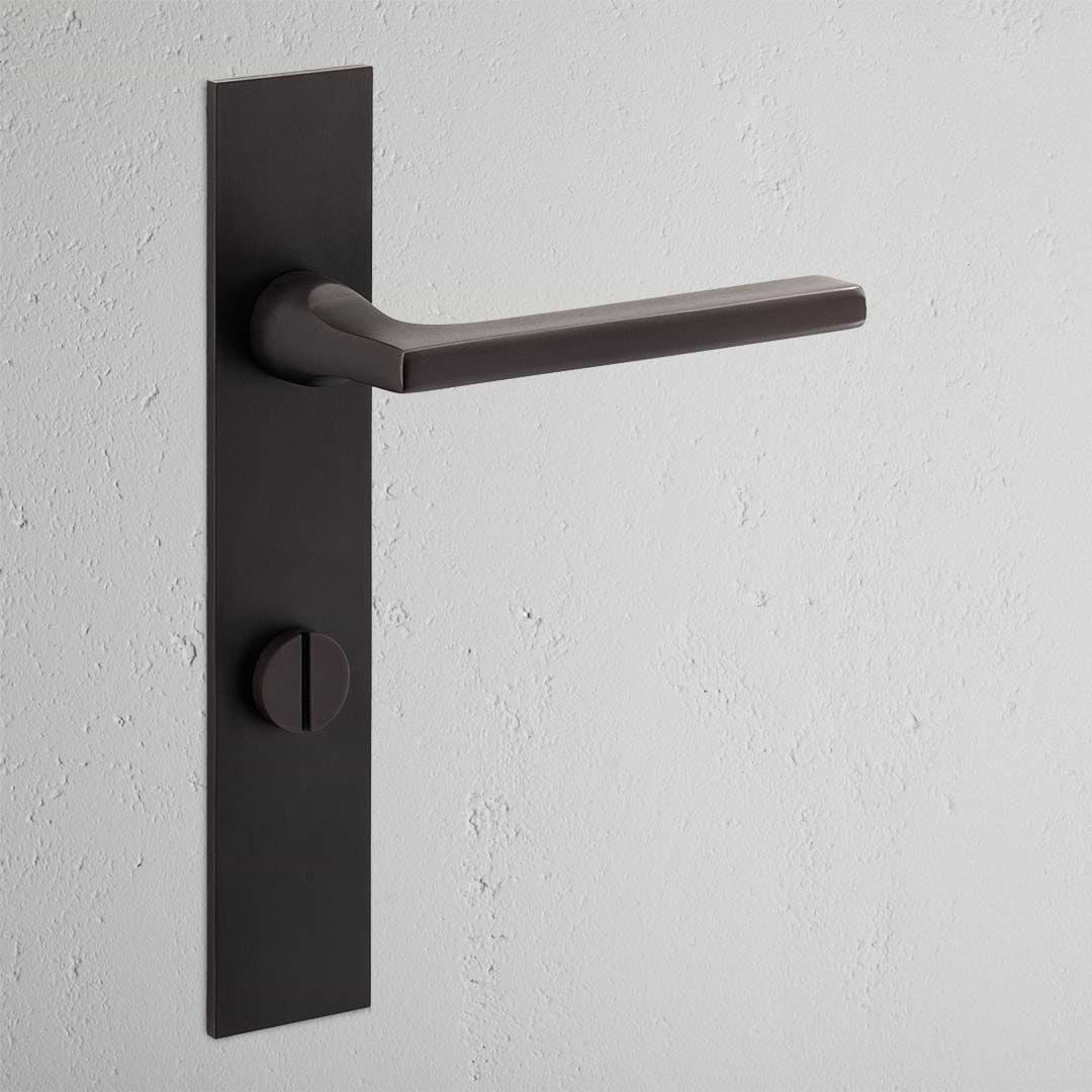 Puxador de porta Clayton com espelho comprido (com mola) e fecho rotativo – Bronze