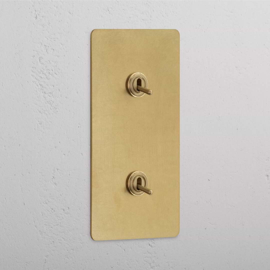 Interruptor articulado vertical com botões duplos em Latão Antigo